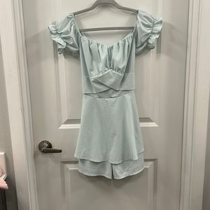 Blue romper tie back worn once